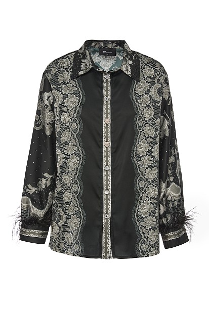 Printed shirt with feathers