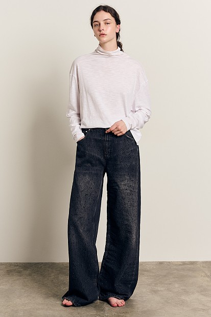 Lexa denim pants with rhinestones