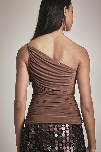Gathered blouse with one shoulder - Gold label