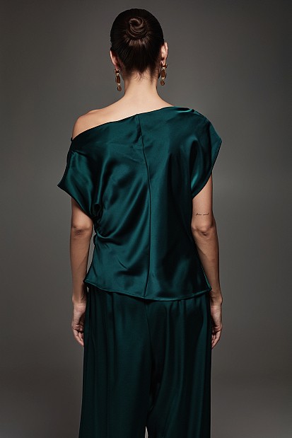 Satin blouse with one shoulder - Gold label