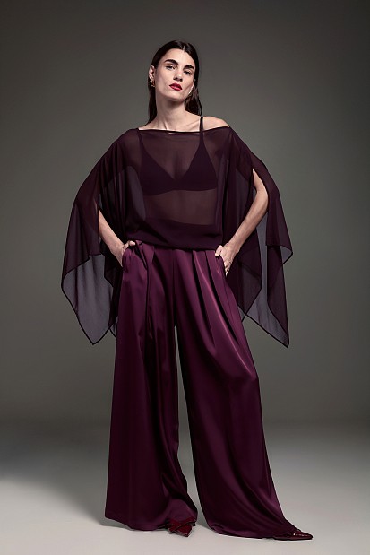 Off-shoulder sheer blouse - Gold label