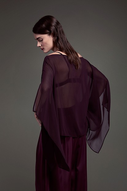 Off-shoulder sheer blouse - Gold label