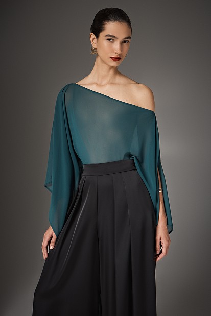 Έξωμη μπλούζα με διαφάνεια - Gold label