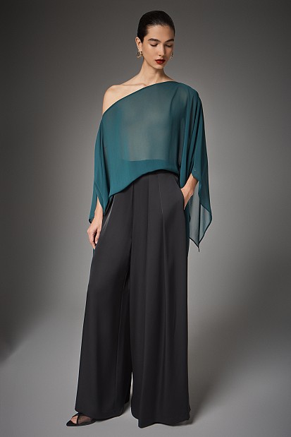 Έξωμη μπλούζα με διαφάνεια - Gold label