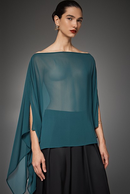 Έξωμη μπλούζα με διαφάνεια - Gold label