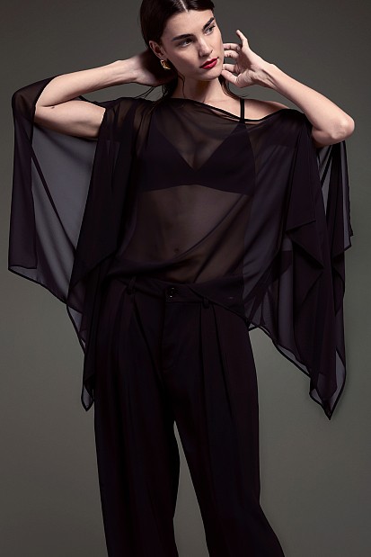 Off-shoulder sheer blouse - Gold label