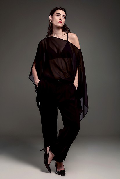 Off-shoulder sheer blouse - Gold label