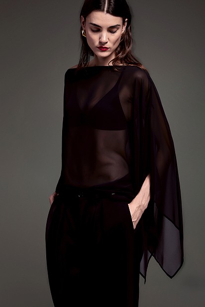 Off-shoulder sheer blouse - Gold label