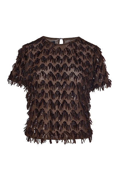 Shortsleeves sequined top - Gold label