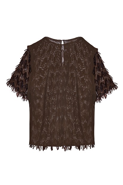 Shortsleeves sequined top - Gold label