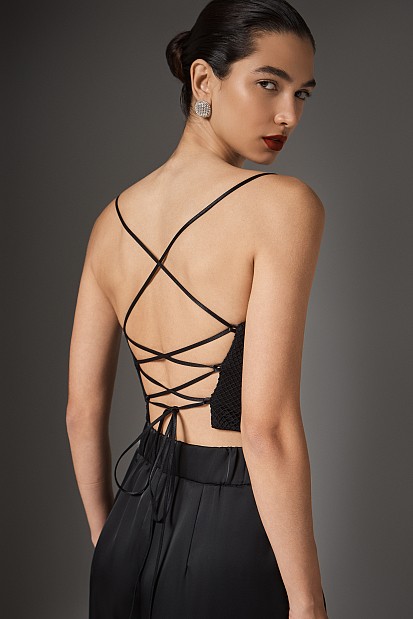 Backless top with rhinestones - Gold label