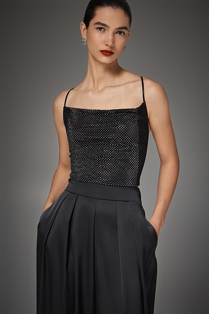 Backless top with rhinestones - Gold label