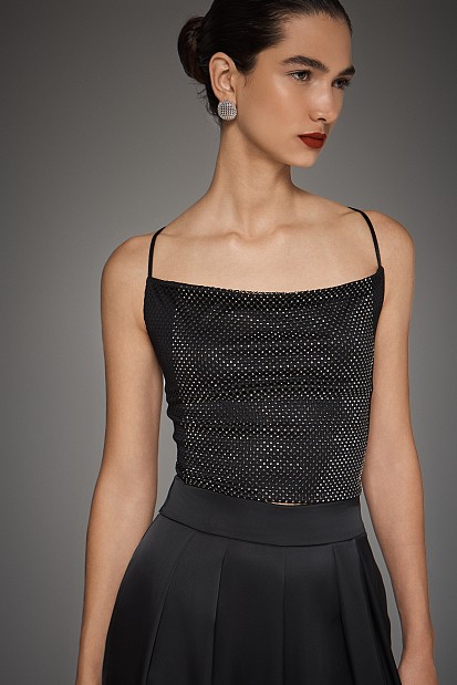 Backless top with rhinestones - Gold label