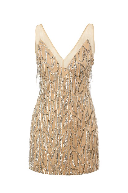 Rochie scurtă semitransparentă cu paiete - Gold label