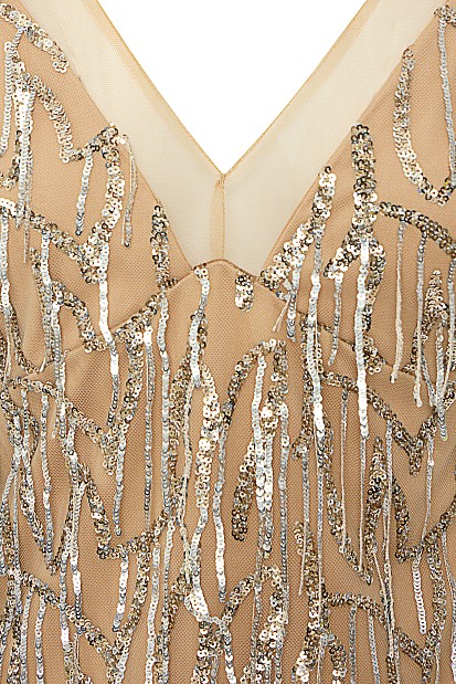 Rochie scurtă semitransparentă cu paiete - Gold label