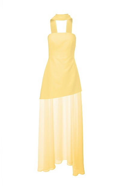 Maxi strapless dress with sheer - Gold label