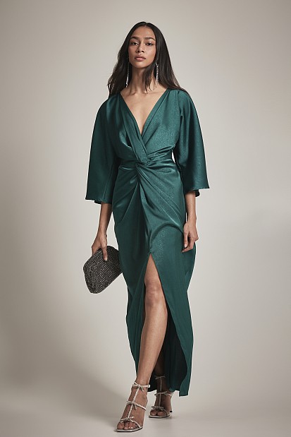 Maxi wrap satin dress - Gold label
