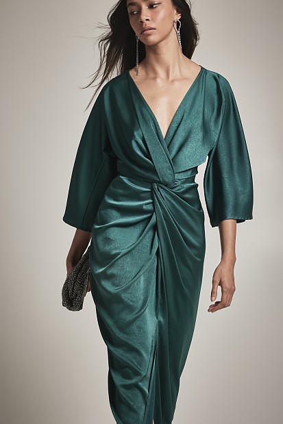 Maxi wrap satin dress - Gold label