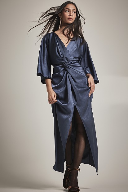 Maxi wrap satin dress - Gold label

