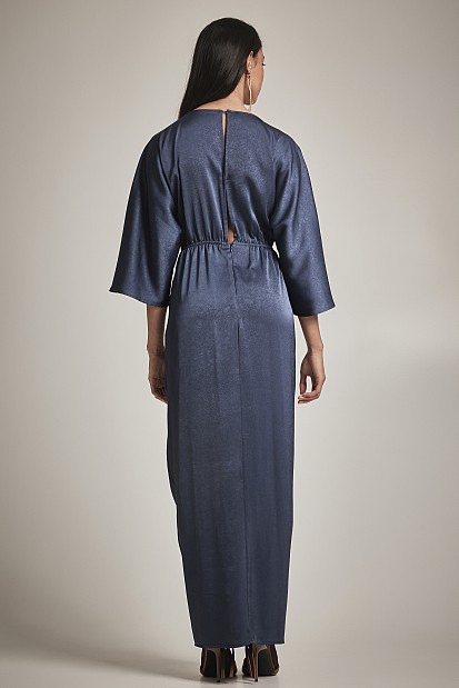 Μάξι κρουαζέ σατέν φόρεμα - Gold label
