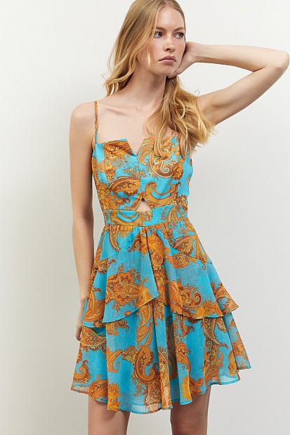 Mini printed dress with ruffles - Gold label