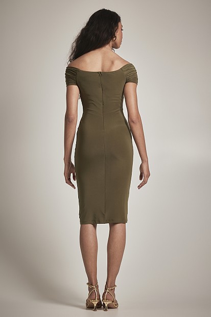 Μίντι έξωμο φόρεμα - Gold label