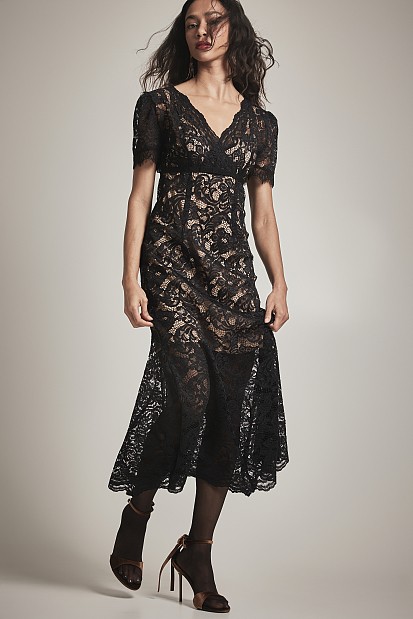 Rochie midi cu dantelă - Gold label