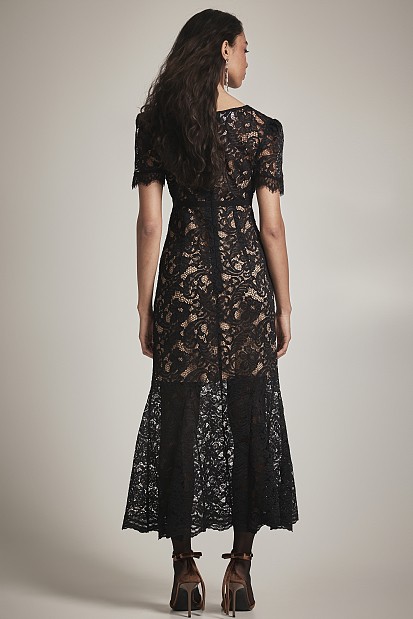 Rochie midi cu dantelă - Gold label