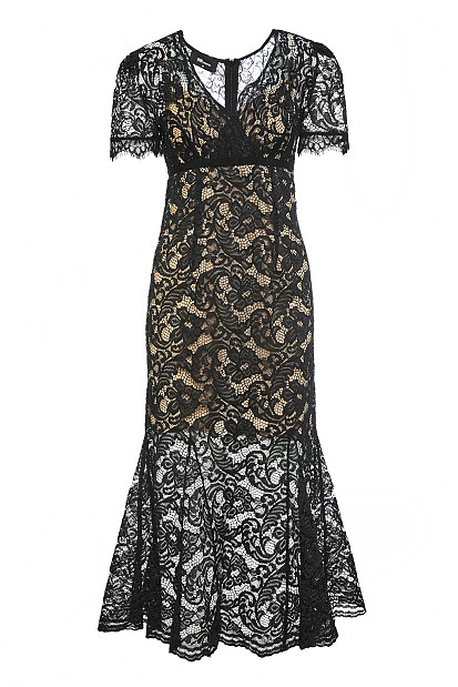 Rochie midi cu dantelă - Gold label