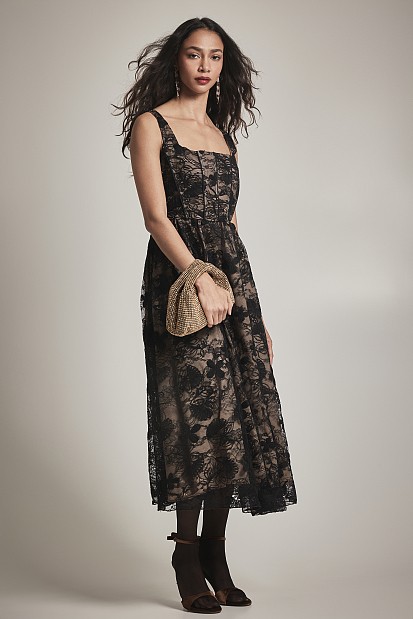 Midi lace dress with corset - Gold label