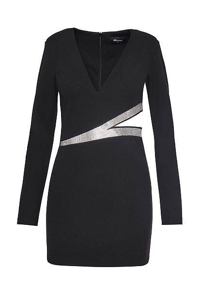 Rochie scurtă cu decupaj și pietricele - Gold label