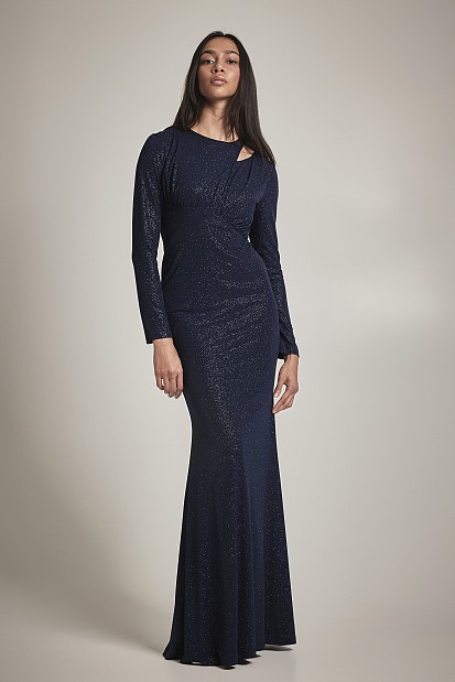 Maxi cut out dress with lurex - Gold label