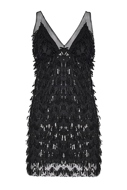 Vestido mini lentejuelas transparente - Gold label