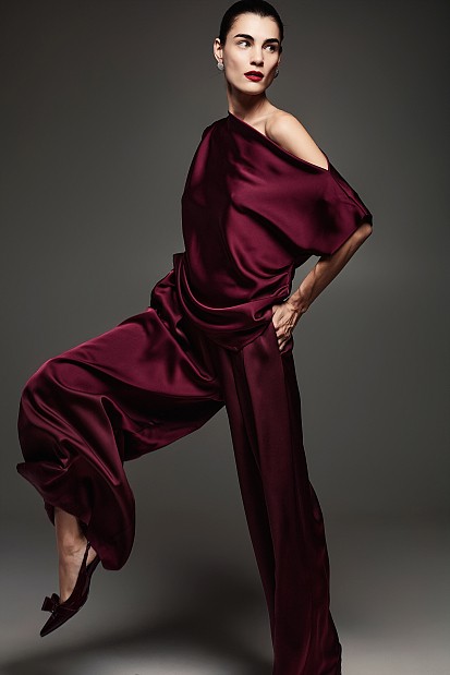 Satin wide leg pants with pleats - Gold label