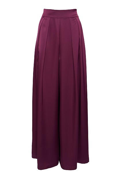 Satin wide leg pants with pleats - Gold label