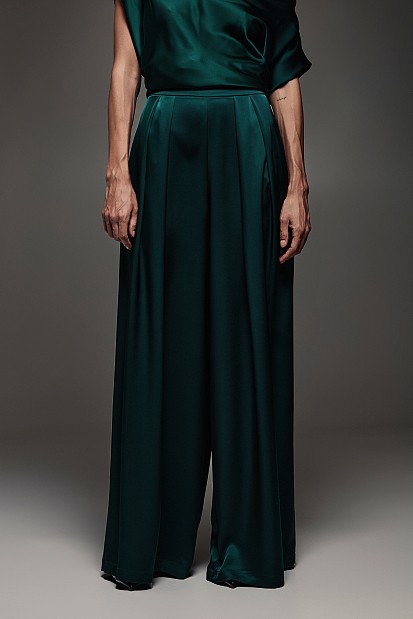 Σατέν παντελόνα με πιέτες - Gold label