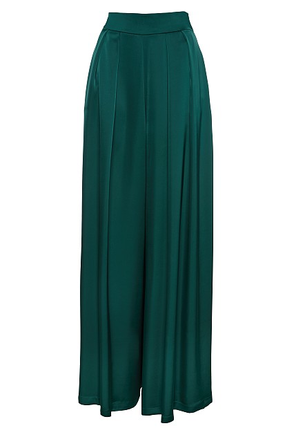 Satin wide leg pants with pleats - Gold label