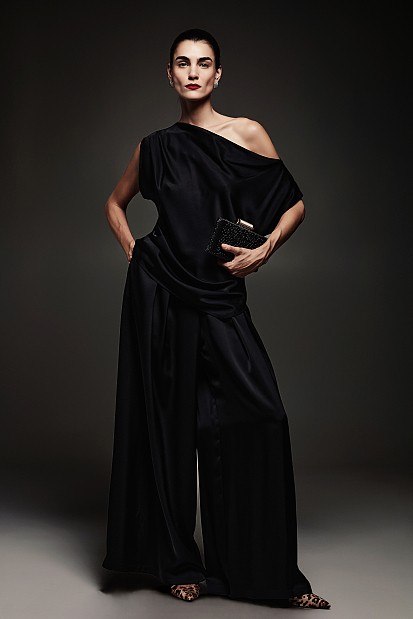 Σατέν παντελόνα με πιέτες - Gold label