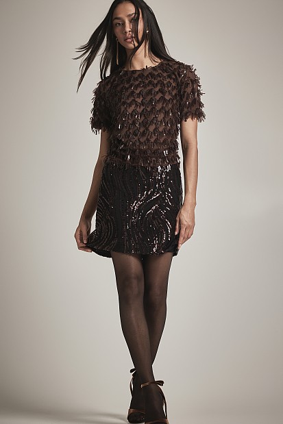 Mini sequined skirt - Gold label