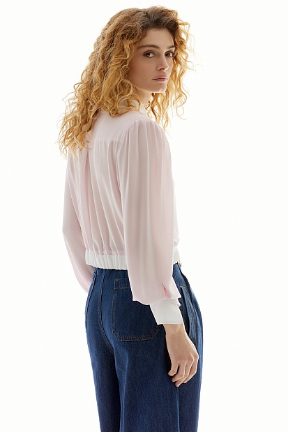Cropped blouse with buttons