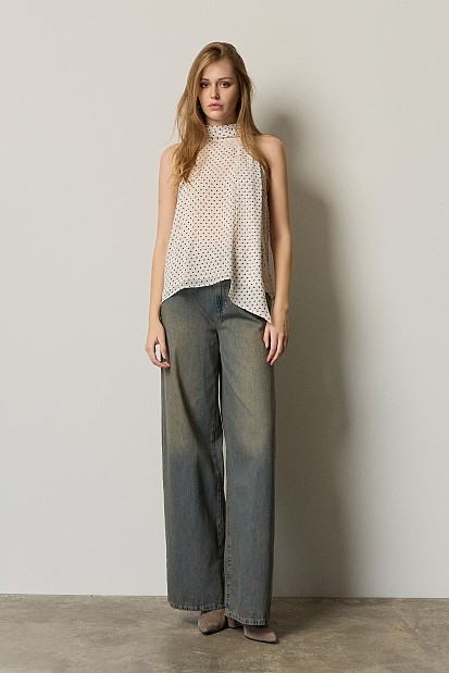 Polka dot halter neck top