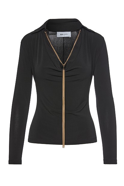 Draped blouse with chain
