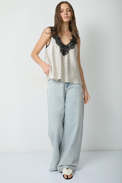 Polka dot satin top