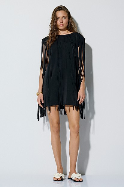 Mini fringed sleeveless dress