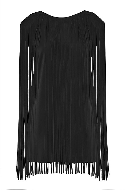 Mini fringed sleeveless dress