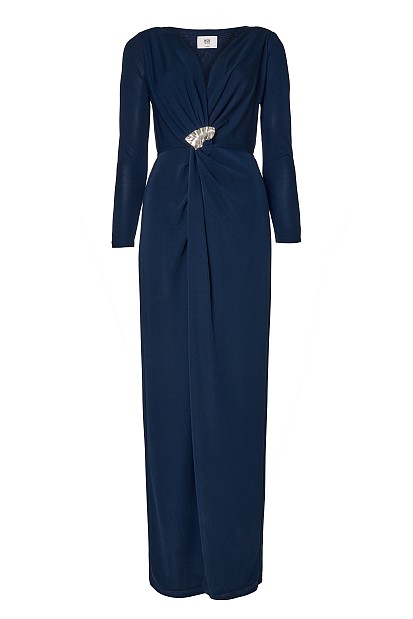 Midi wrap dress with jewel