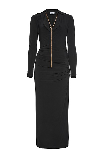 Draped midi dress with chain