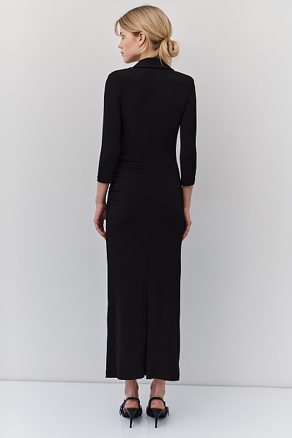 Draped midi dress with chain