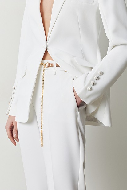 Cropped trousers with detachable belt