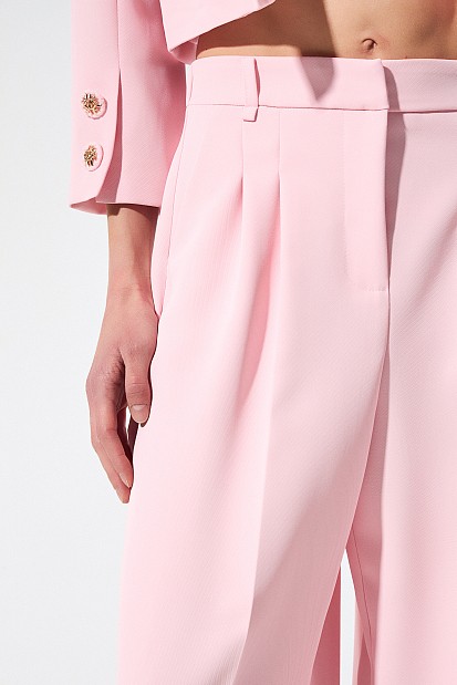 Crepe trousers with pleats